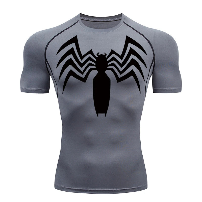 Spider Print Compression Shirt for Men - Image 9