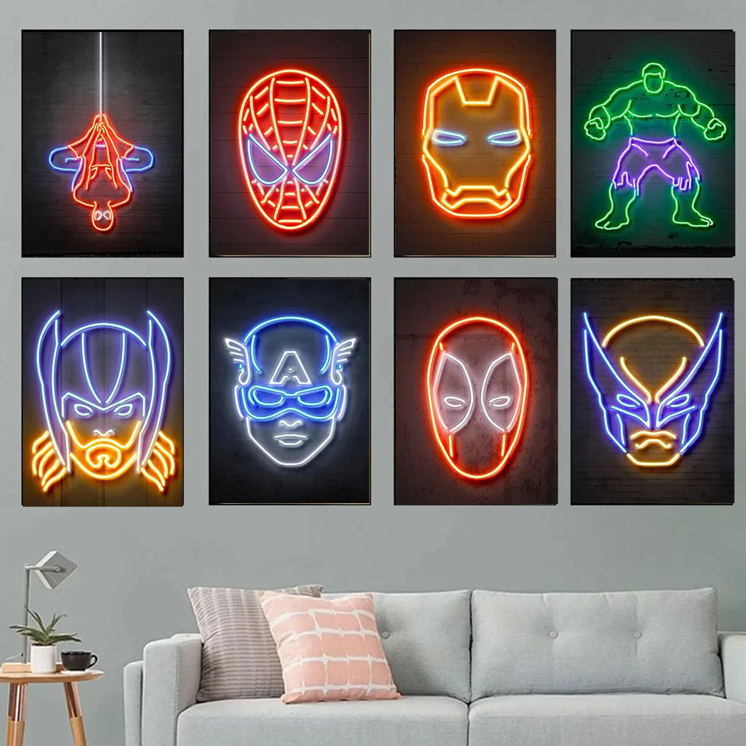 MINISO Disney Neon Marvel Superhero Poster
