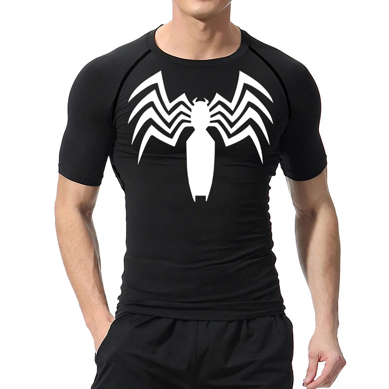 Spider Print Compression Shirt for Men - Image 3