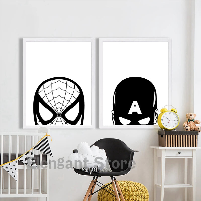 Black and White Spider-Man Superheroes Poster - Image 2