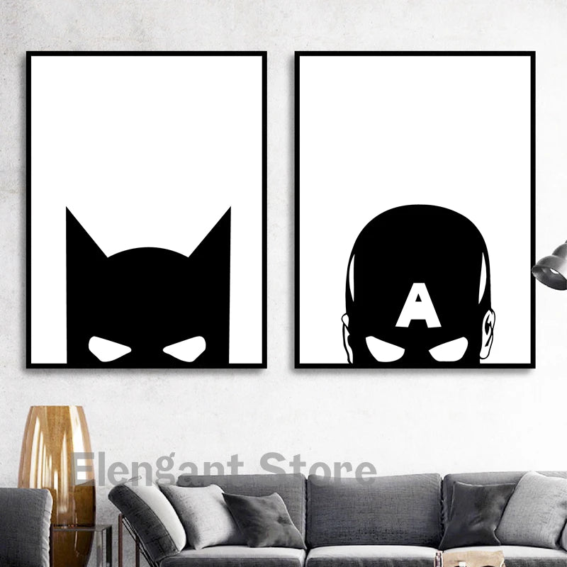 Black and White Spider-Man Superheroes Poster - Image 3