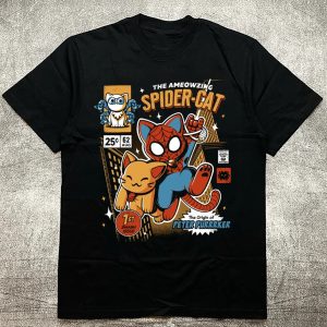 Spider-Cat Fun Print Men’s T-Shirt